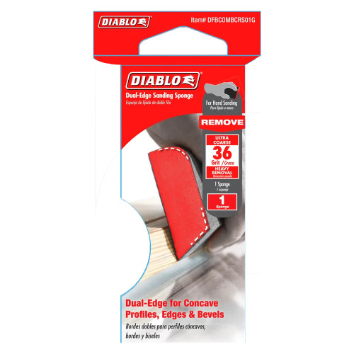 Diablo DFBCOMBCRS01G 4 inch x 2-1/2 inch x 1 inch 36-Grit Red Dual-Edge Sanding Sponge