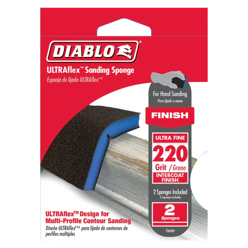 Diablo DFPFLEXMFN02G 7 inch x 4-4/5 inch 220-Grit Blue ULTRAflex Sanding Sponges - 2pk