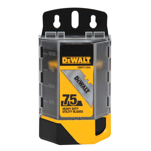 DeWalt DWHT11004 Heavy-Duty Utility Blades - 75pk showing blades in carrying case