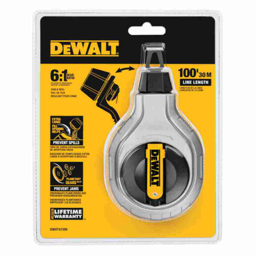 DeWalt DWHT47399 100 inch 6:1 Chalk Reel showing in packaging