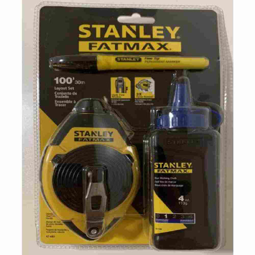 Stanley 47681L FATMAX 100 feet Chalk Line Reel Kit showing with packaging