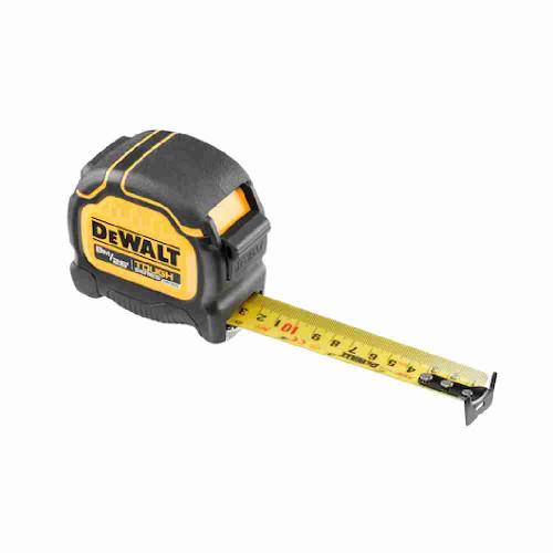 DeWalt DWHT36926S TOUGHSERIES 8 meter /26 feet Tape Measure showing with first few inches pulled out showing the tape measure blade