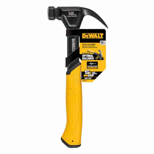 DeWalt DWHT51001 12oz One-Piece Steel Curved Claw Nailing Hammer showing with packaging attached