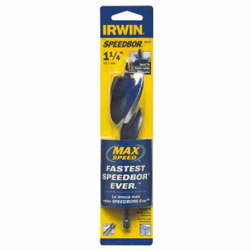 Irwin 3041009 SPEEDBOR 1-1/4 inch x 6 inch MAX Speed Bit showing in packaging