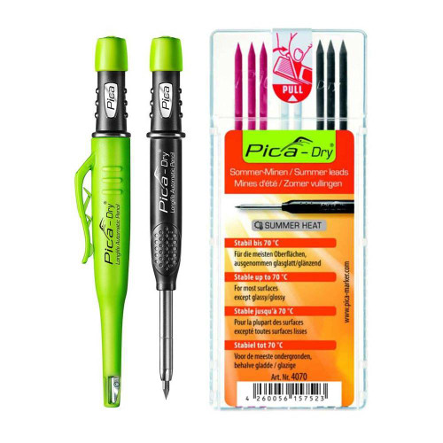Pica 30407 Pica-Dry Longlife Automatic Pencil and Special Summer Heat Lead Refills Set