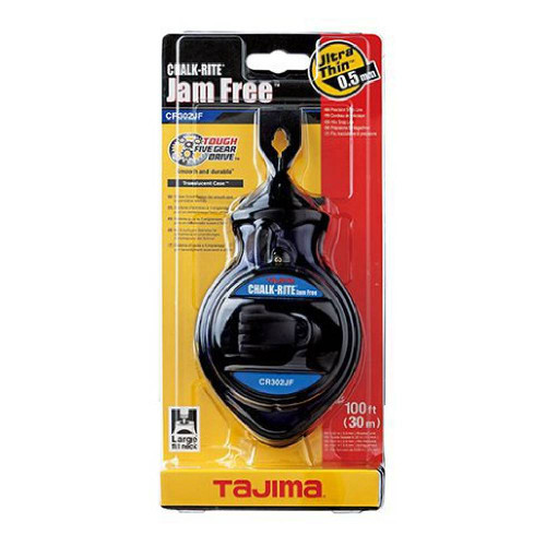 Tajima CR302JF 100 foot Chalk-Rite Jam Free Ultra Thin Chalk Line Reel