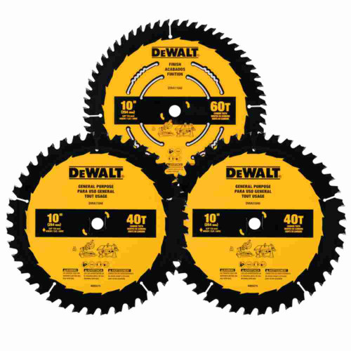 DeWalt DWA110CMB3 3pc 10 inch x 40T / 60T Circular Saw Blade Set