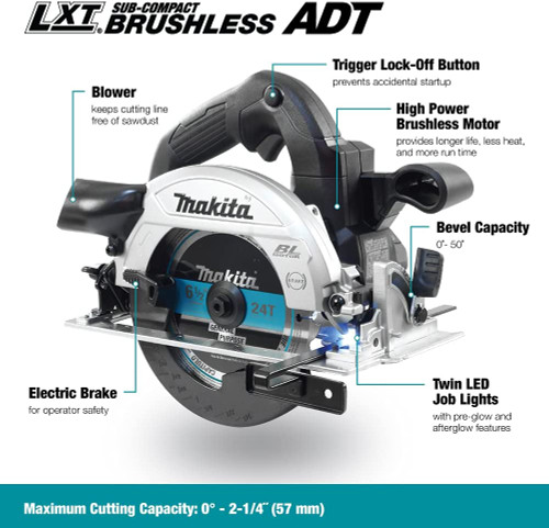 Makita DHS660ZB 18V LXT 6-1/2 inch Sub-Compact Cordless Circular Saw with Brushless Motor (Tool Only)