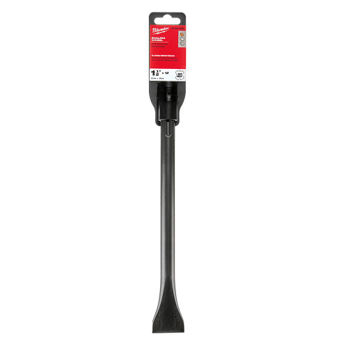 Milwaukee 48-62-4082 1-1/2 inch x 12 inch SDS MAX Scaling Chisel showing bit in packaging