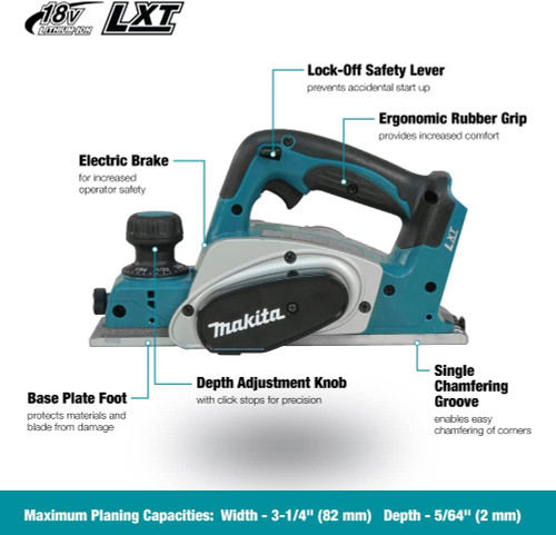 Makita DKP180Z 18V LXT Cordless 3-1/4 inch Planer (Tool Only)