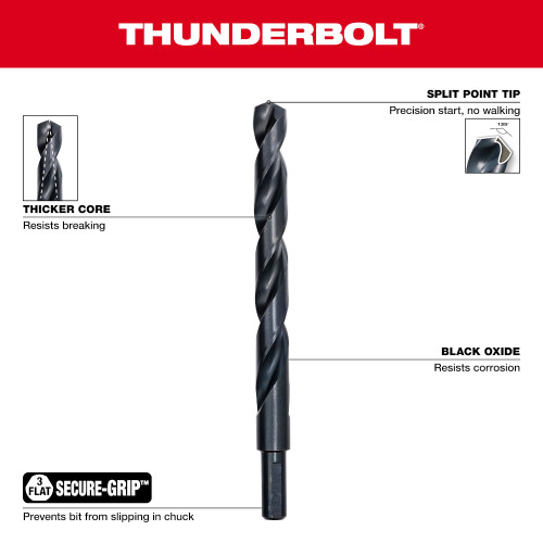 Milwaukee 48-89-2735 29/64 inch Thunderbolt Black Oxide Jobber Length Drill Bit