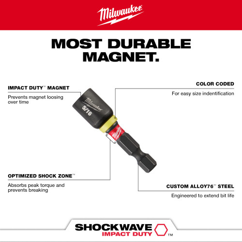 Milwaukee 49-66-4535 3/8 inch x 2-9/16 inch SHOCKWAVE Impact Duty Magnetic Nut Driver