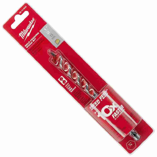 Milwaukee 48-13-0048 SPEED FEED 1/2 inch x 6 inch Self-Feeding Wood Bit showing in packaging