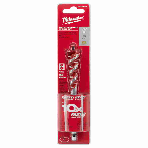Milwaukee 48-13-0058 SPEED FEED 5/8 inch x 6 inch Self-Feeding Wood Bit showing in packaging