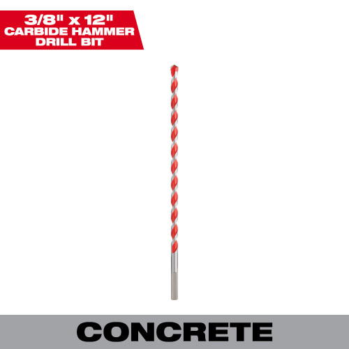 Milwaukee 48-20-9022 SHOCKWAVE 3/8 Inch x 10 Inch x 12 Inch Carbide Hammer Drill Bit
