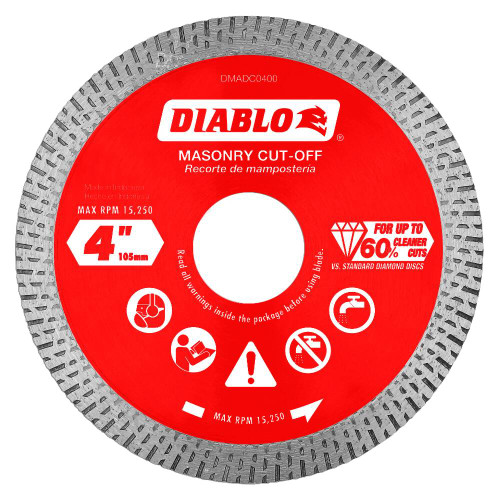 Diablo DMADC0400 4 Inch Diamond Continuous Rim Masonry Cut Off Disc