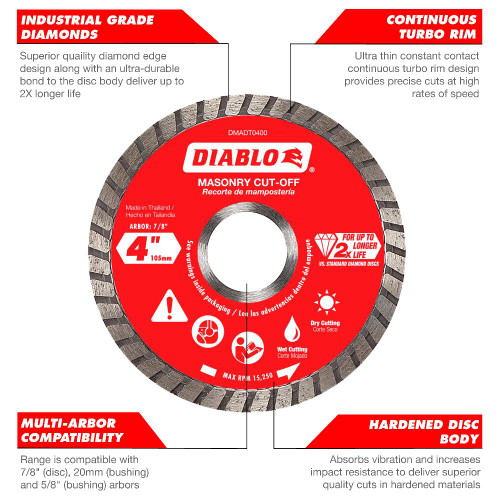 Diablo DMADC0500 5 inch Diamond Continuous Rim Masonry Cut Off Disc