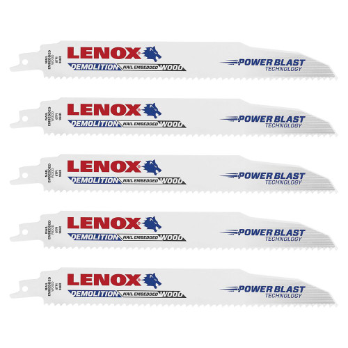 Lenox 20371966R5 DemoWolf  9 inch x 1 inch x .062 inch 6 TPI Reciprocating Saw Blades for Demolition - 5pk