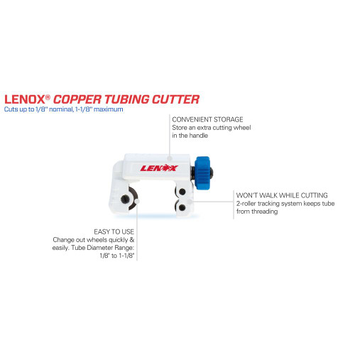 Lenox 21010TC118 1/8 inch - 1-1/8 inch Copper Cutting Tube Cutter