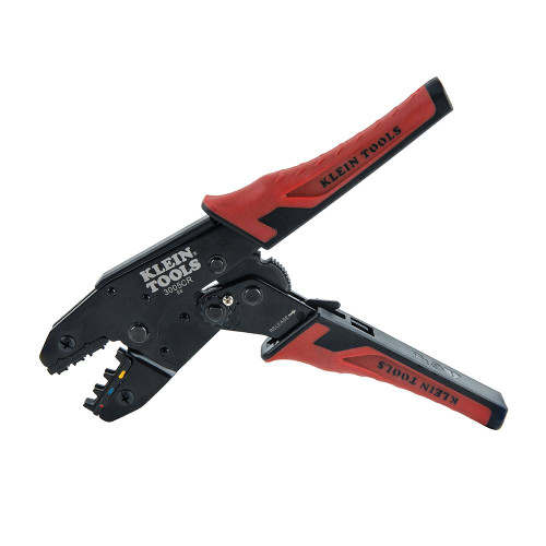 Klein Tools 3005CR Ratcheting Crimper for 10-22 AWG Insulated Terminals showing with jaws open