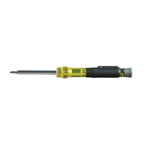 Klein Tools 32614 Multi-Bit 4-in-1 Electronics Pocket Screwdriver showing extended reach side