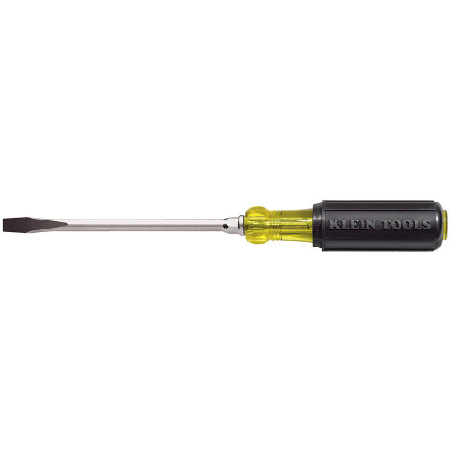 Klein Tools 602-4 1/4-inch x 4-inch Keystone Tip Round Shank Slotted Screwdriver with Hex Bolster