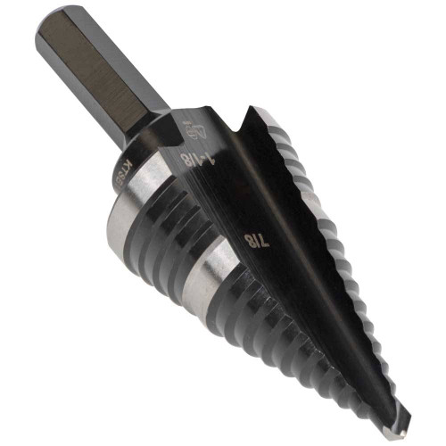 Klein Tools KTSB11 #11 2-Step 7/8 Inch to 1-1/8 Inch Double-Fluted High-Speed Step Drill Bit