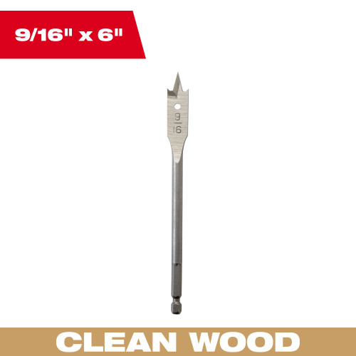 Milwaukee 48-27-0561 9/16 inch x 6 inch Flat Boring Bit