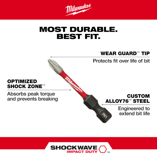 Milwaukee 48-32-4482 SHOCKWAVE Impact Duty 2 inch x T10 TORX Power Bit
