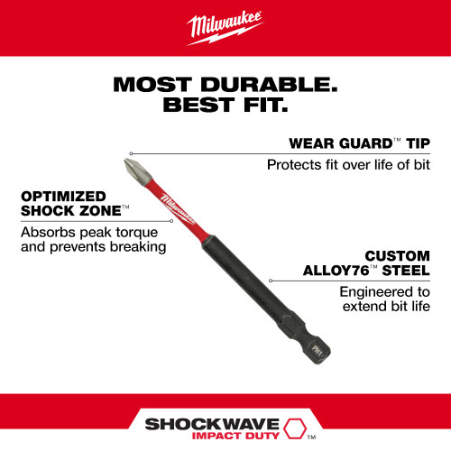 Milwaukee 48-32-4573 SHOCKWAVE Impact Duty 3-1/2 inch x #3 Square Power Bit