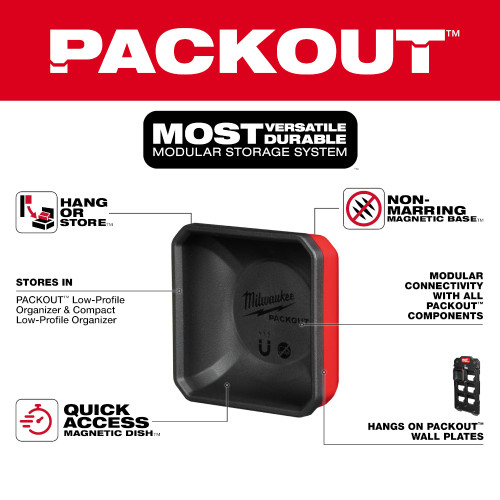 Milwaukee 48-22-8070 PACKOUT Magnetic Bin showing features of the magnetic tray