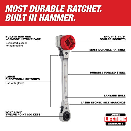 Milwaukee 48-22-9216 Lineman foots 5-In-1 Insulated Ratcheting Box Wrench
