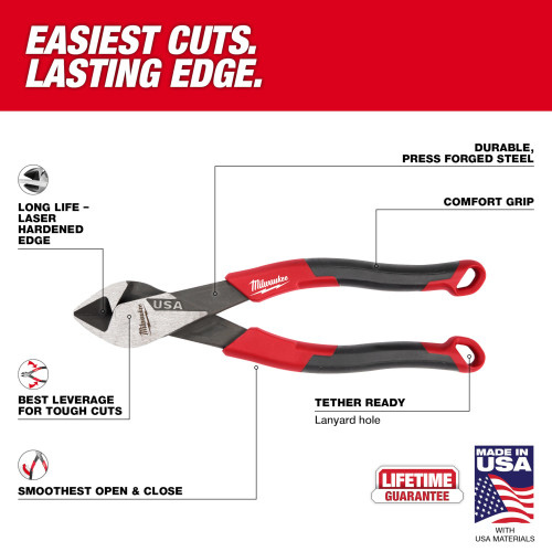Milwaukee MT557 7 inch Diagonal Comfort Grip Cutting Pliers