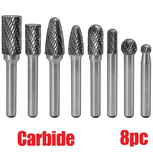 Truwerx 53540 8 piece Metal Cutting Carbide Rotary Burr Set