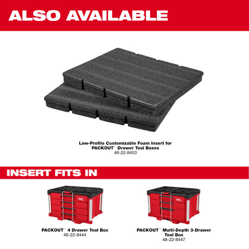 Milwaukee 48-22-8453 Low-Profile Customizable Foam Insert for PACKOUT Drawer Tool Boxes
