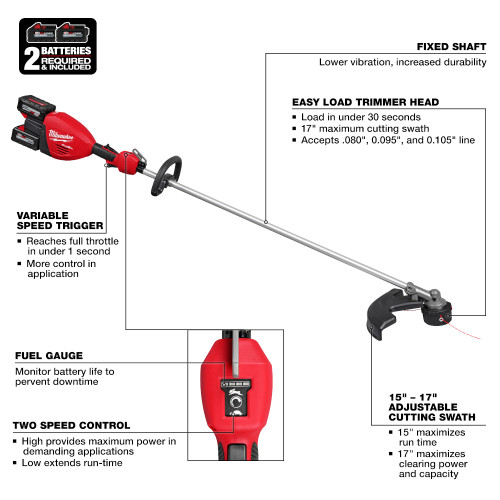 Milwaukee  3006-22 M18 FUEL Cordless Brushless 17 Inch Dual Battery String Trimmer Kit