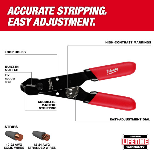 Milwaukee 48-22-3040 10-24 AWG Adjustable Compact Wire Stripper  and Cutter