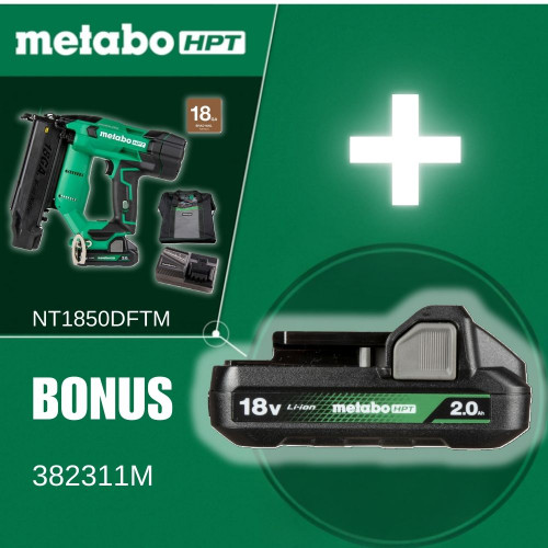 Metabo HPT NT1850DFTM 18V Cordless Brushless Compact 18-Gauge 2 Inch Brad Nailer Kit