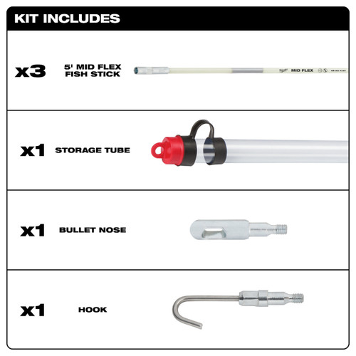 Milwaukee 48-22-4152 15 ft. Mid Flex Fish Stick Kit