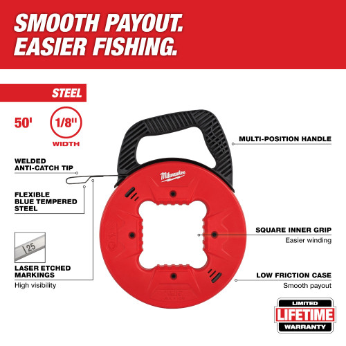 Milwaukee 48-22-4172 50 ft. 1/8 inch Steel Fish Tape