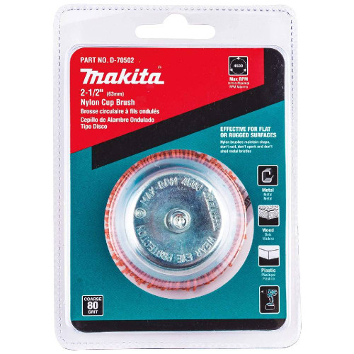 Makita D-66743 2-1/2 inch Coarse 80 Grit Nylon Cup Brush