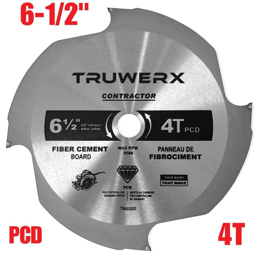 Truwerx 45202 6-1/2 Inch x 4T PCD Fiber Cement Circular Saw Blade
