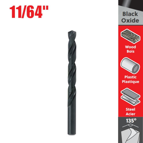 Truwerx 53108 11/64 inch Black Oxide HSS Drill Bit