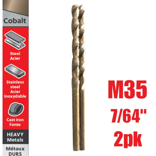 Truwerx 53204 7/64 inch M35 Cobalt Drill Bits - 2pk