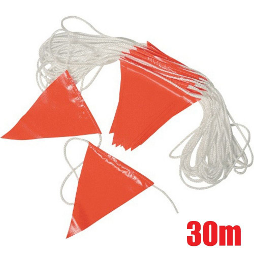 Truwerx 60360 30m Safety Flag Rope with 45 Bright Orange Pennants