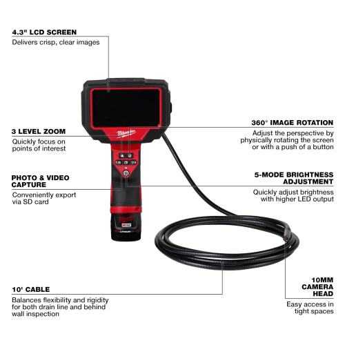 Milwaukee 2324-21 M12 M-Spector 360 10 ft Inspection Camera​ Kit