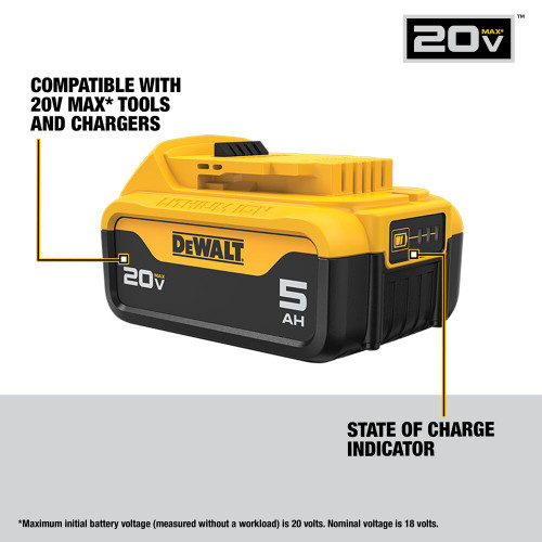 DeWalt DCB205-2C 20V MAX XR Premium 5.0 Ah Li-Ion Battery Starter Kit