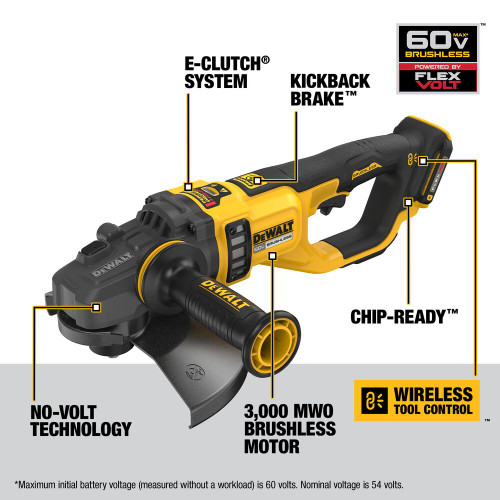 DeWalt DCG460B FLEXVOLT 60V MAX Cordless Brushless 7 Inch - 9 Inch Large Angle Grinder (Tool Only)