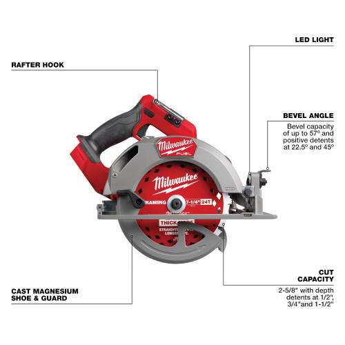 Milwaukee 2834-20 M18 FUEL Cordless Brushless 7-1/4 Inch Circular Saw (Tool Only)