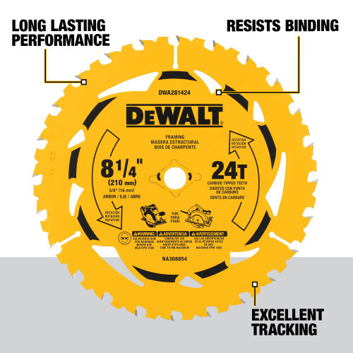 DeWalt DWA281424 8-1/4 Inch 24T Framing Circular Saw Blade